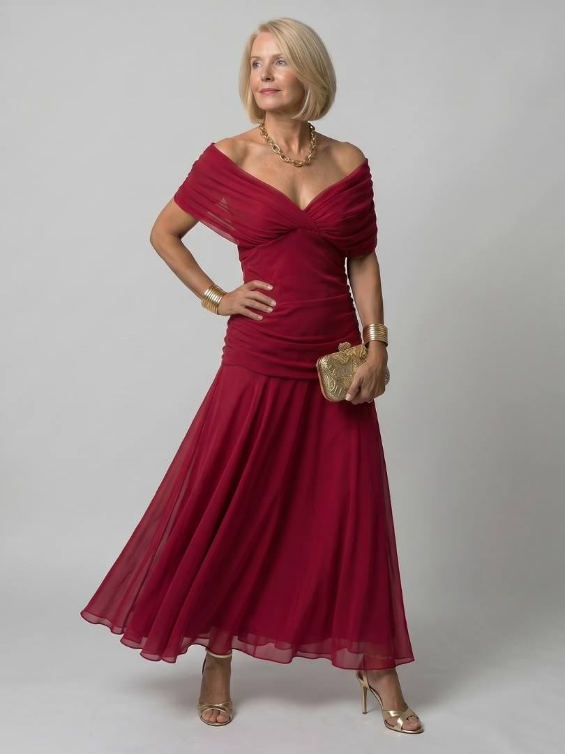 CALEN Off-Shoulder Flow Midi Dress