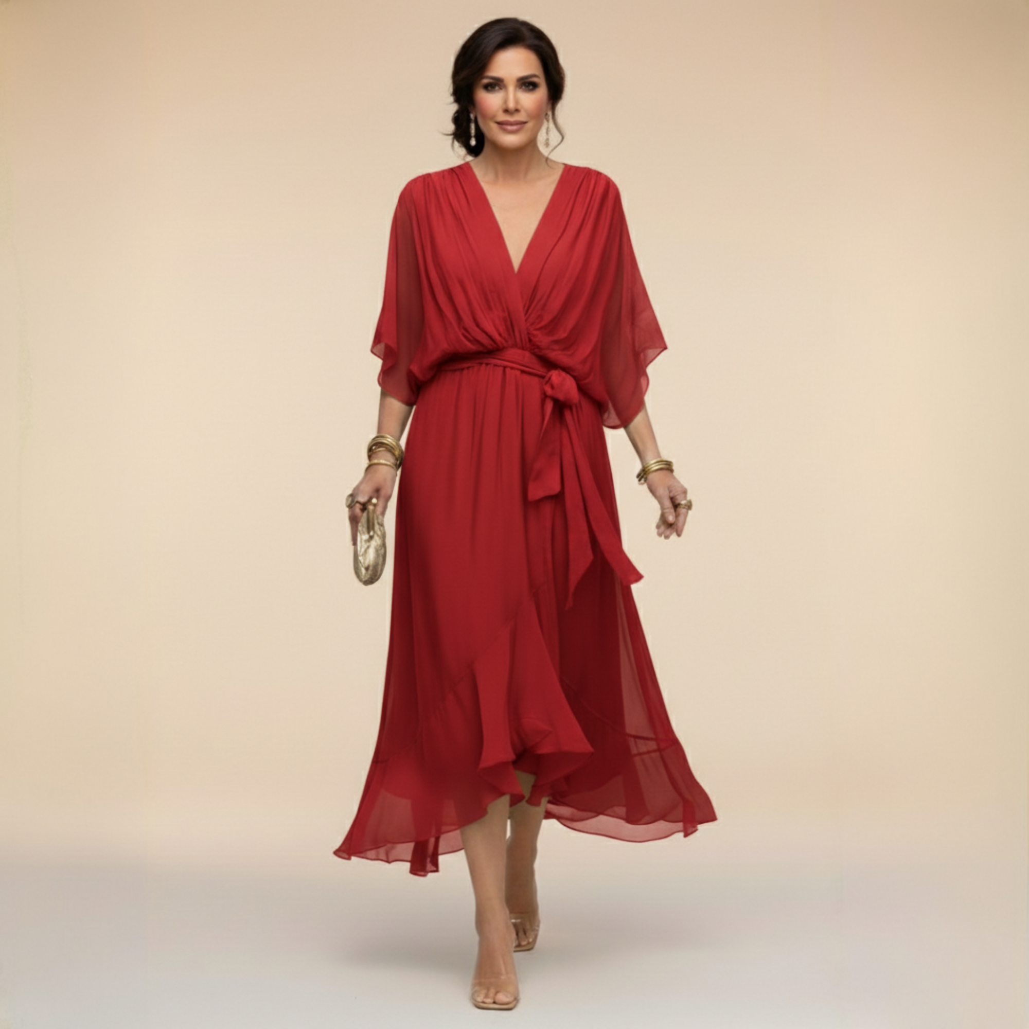 MONICA V-Neck Wrap Dress