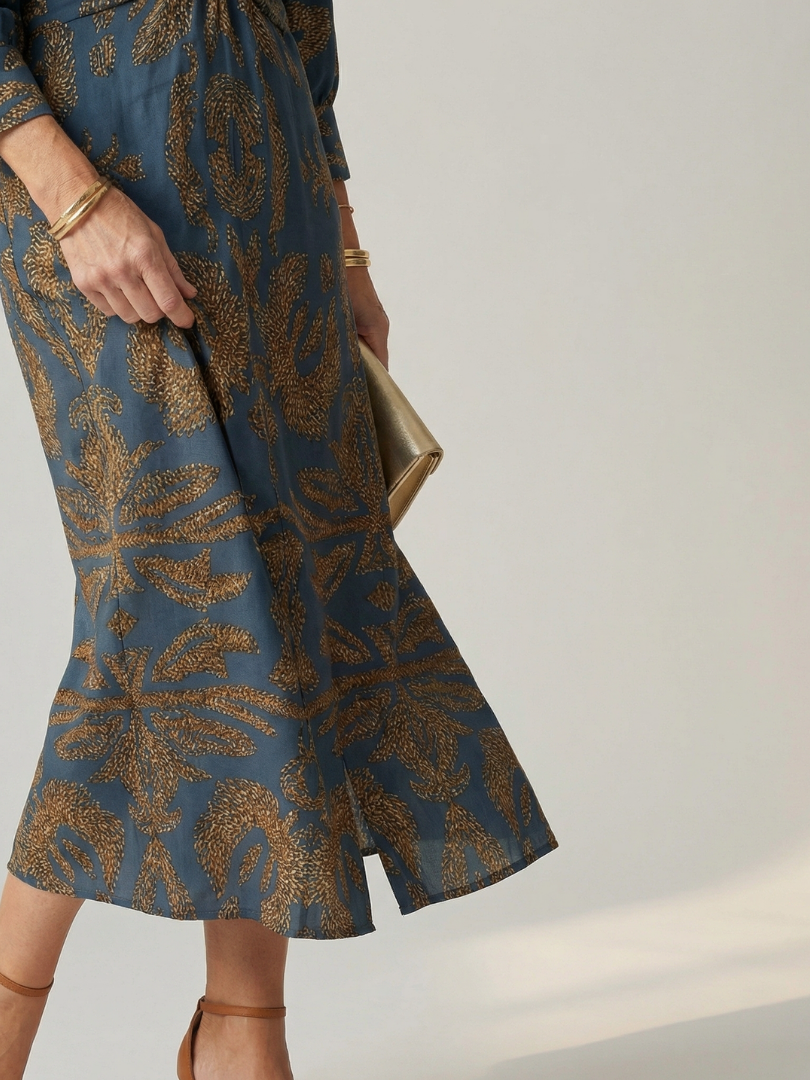 LUNE Natural Wrap Midi Dress