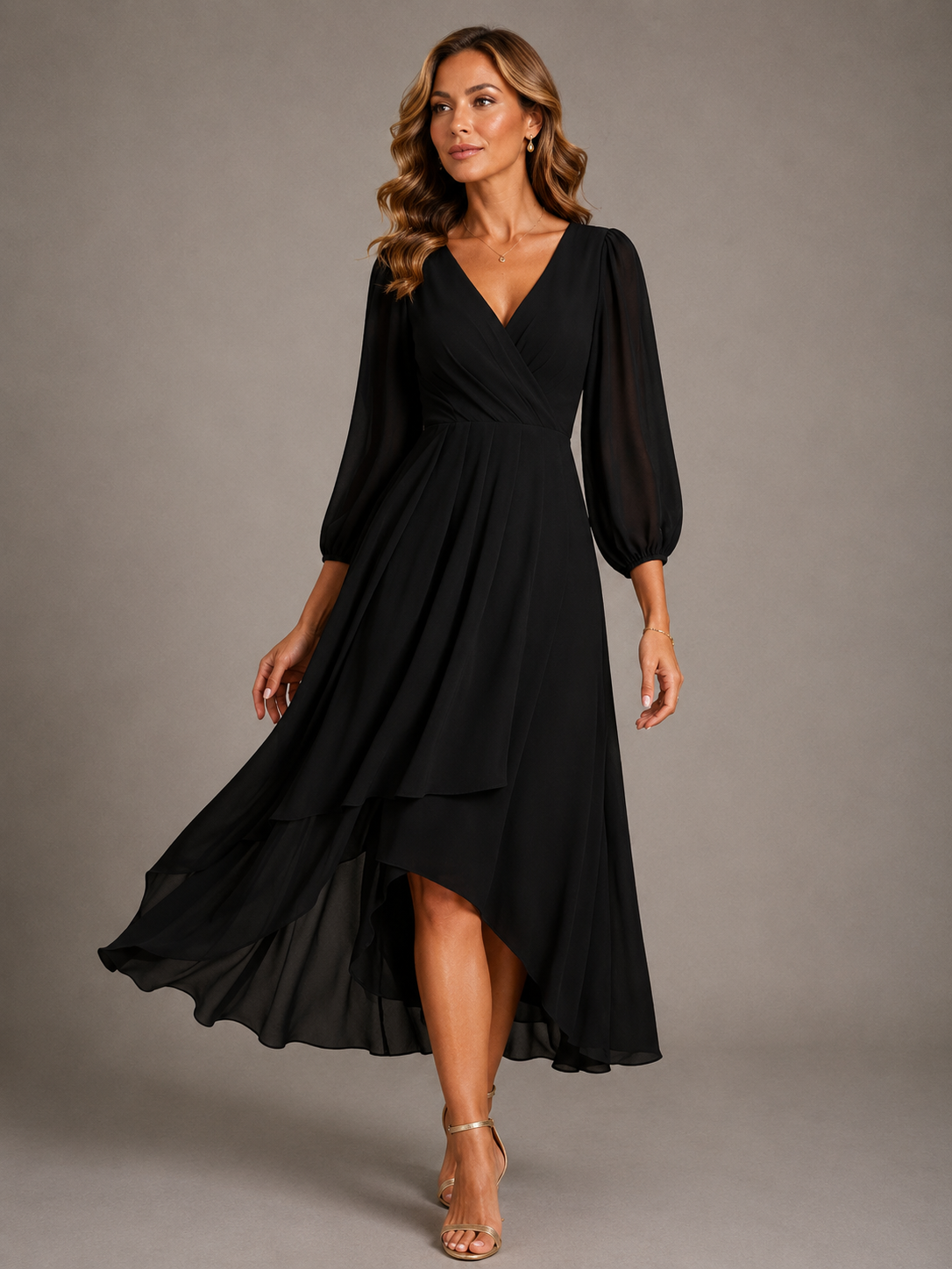 MIA Elegant V-Neck Maxi Dress