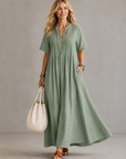 NATHALIA Pleated Maxi Dress