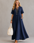 NATHALIA Pleated Maxi Dress