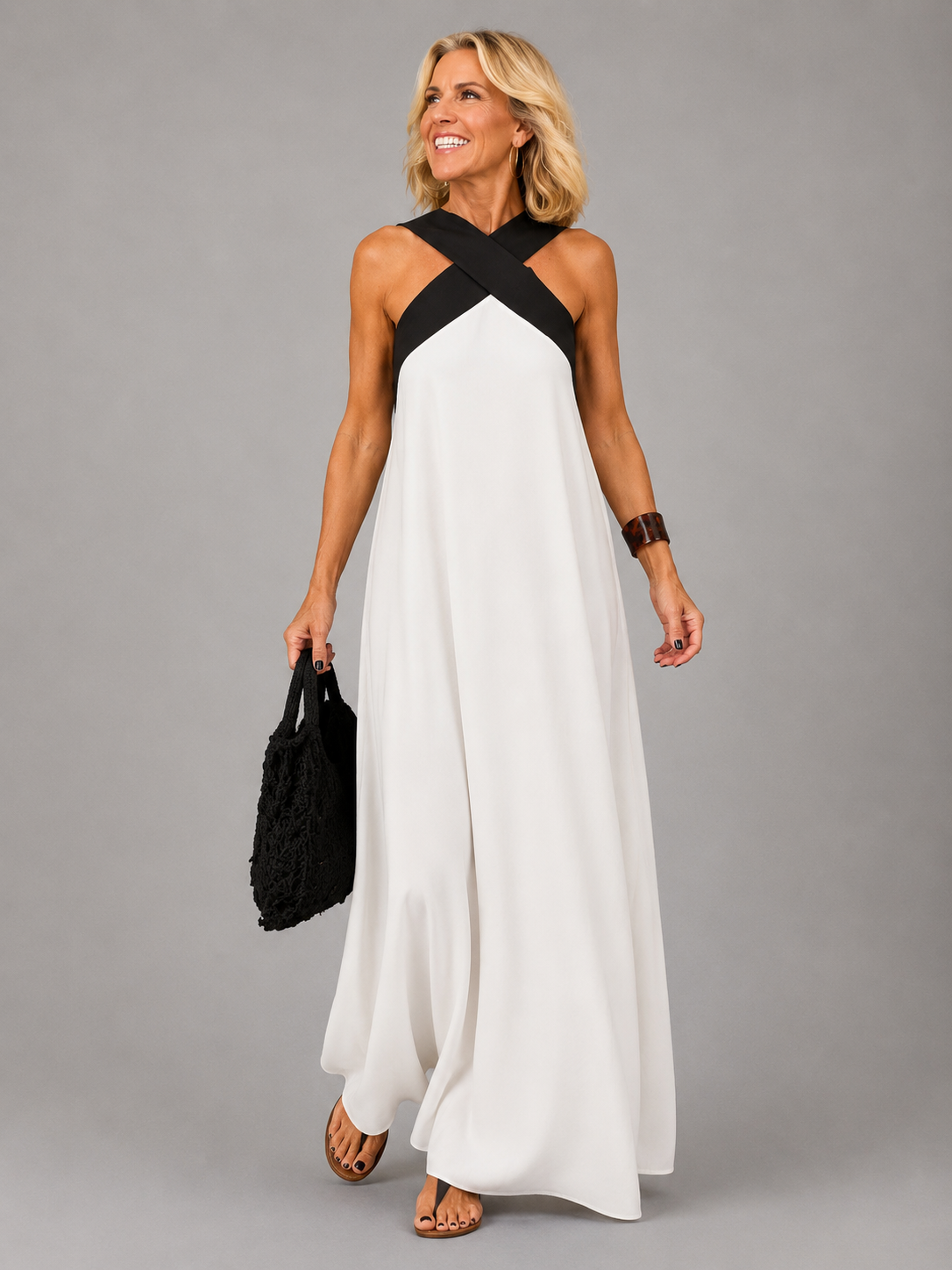 VELORA Cross Elegance Maxi Dress