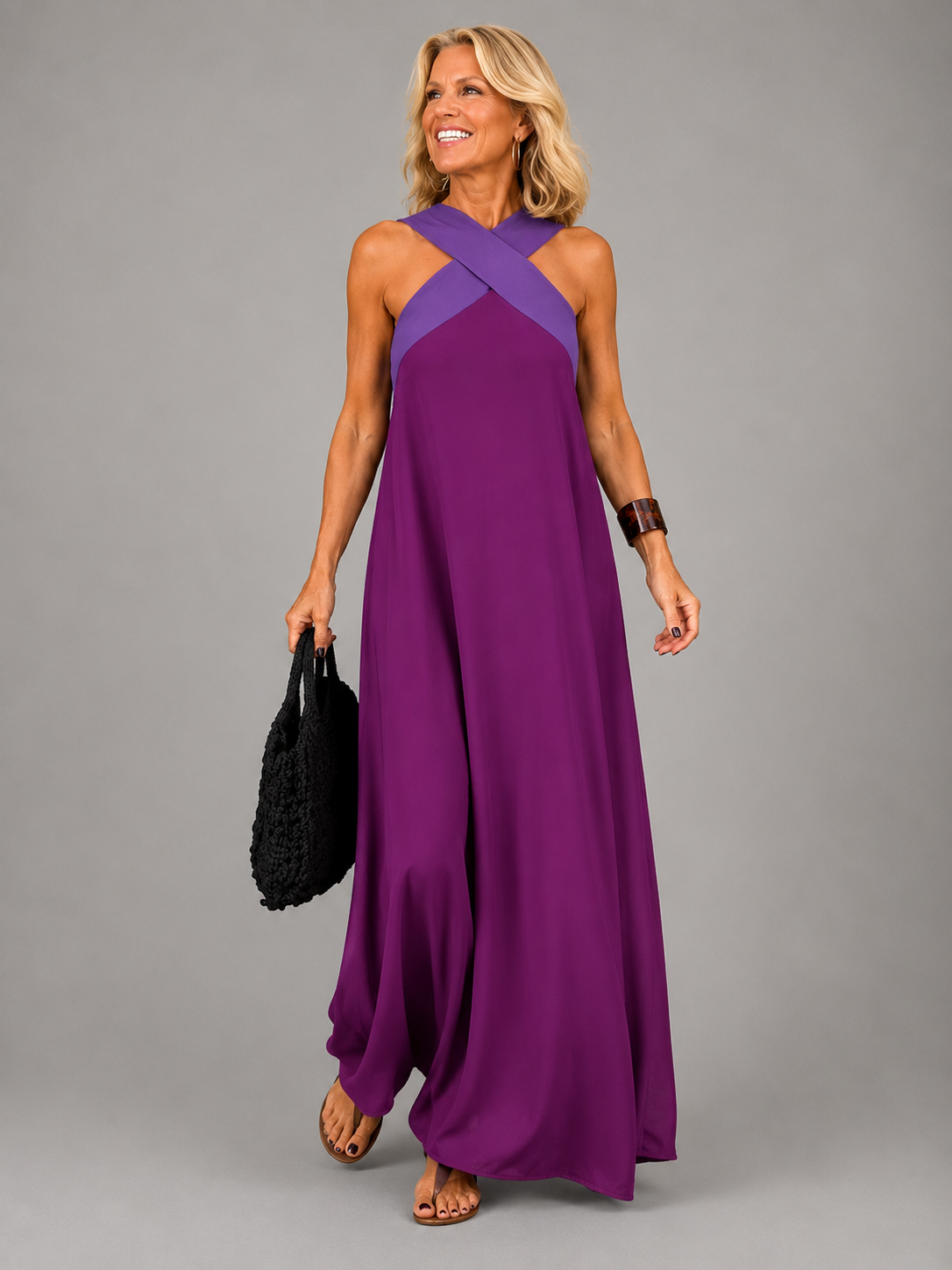 VELORA Cross Elegance Maxi Dress