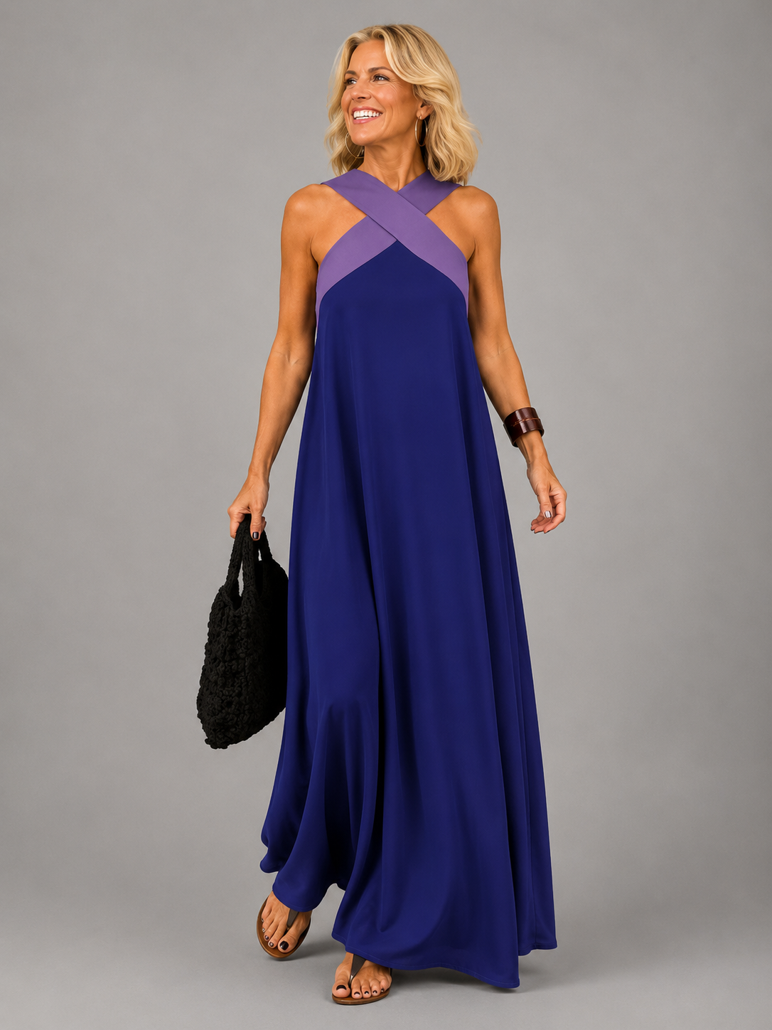 VELORA Cross Elegance Maxi Dress