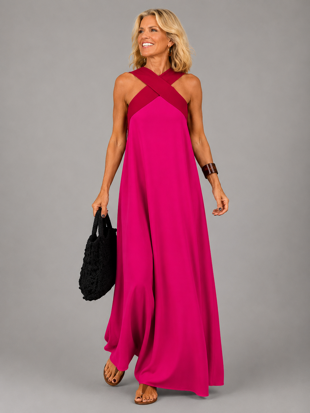 VELORA Cross Elegance Maxi Dress