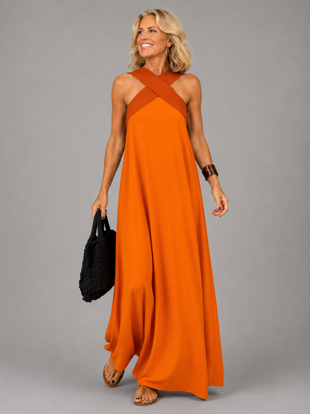 VELORA Cross Elegance Maxi Dress