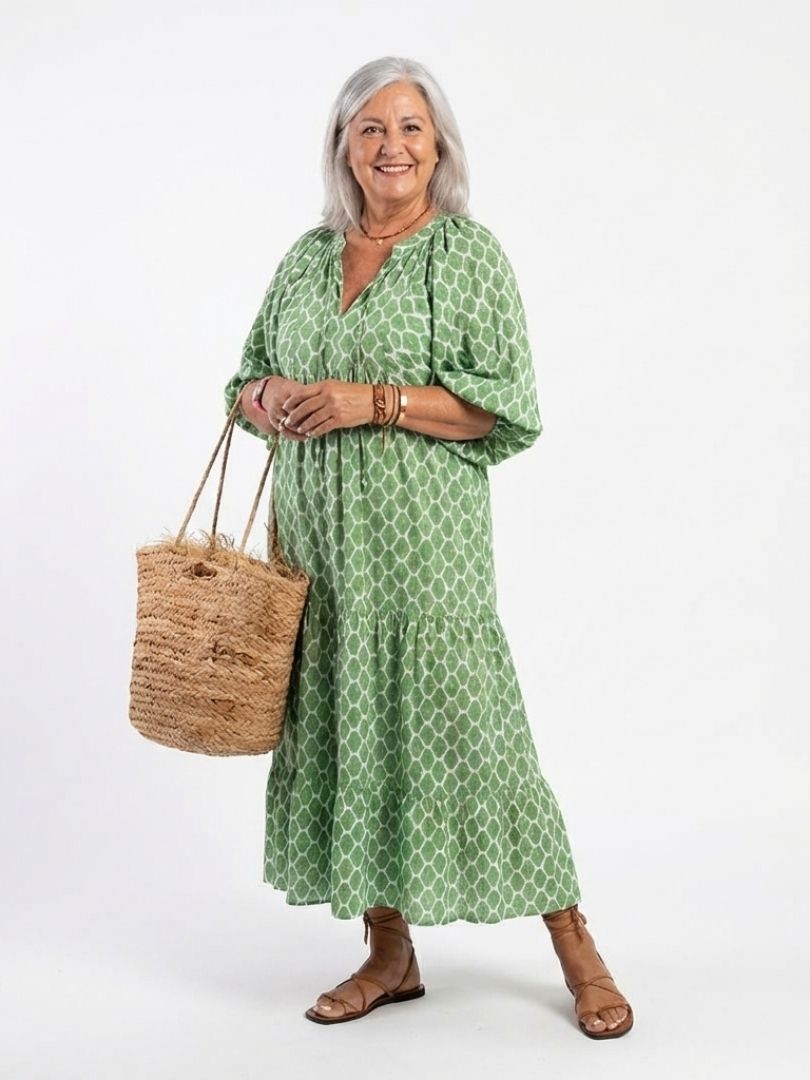 APOLLINE Patterned Midi Dress