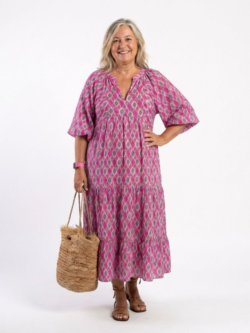APOLLINE Patterned Midi Dress