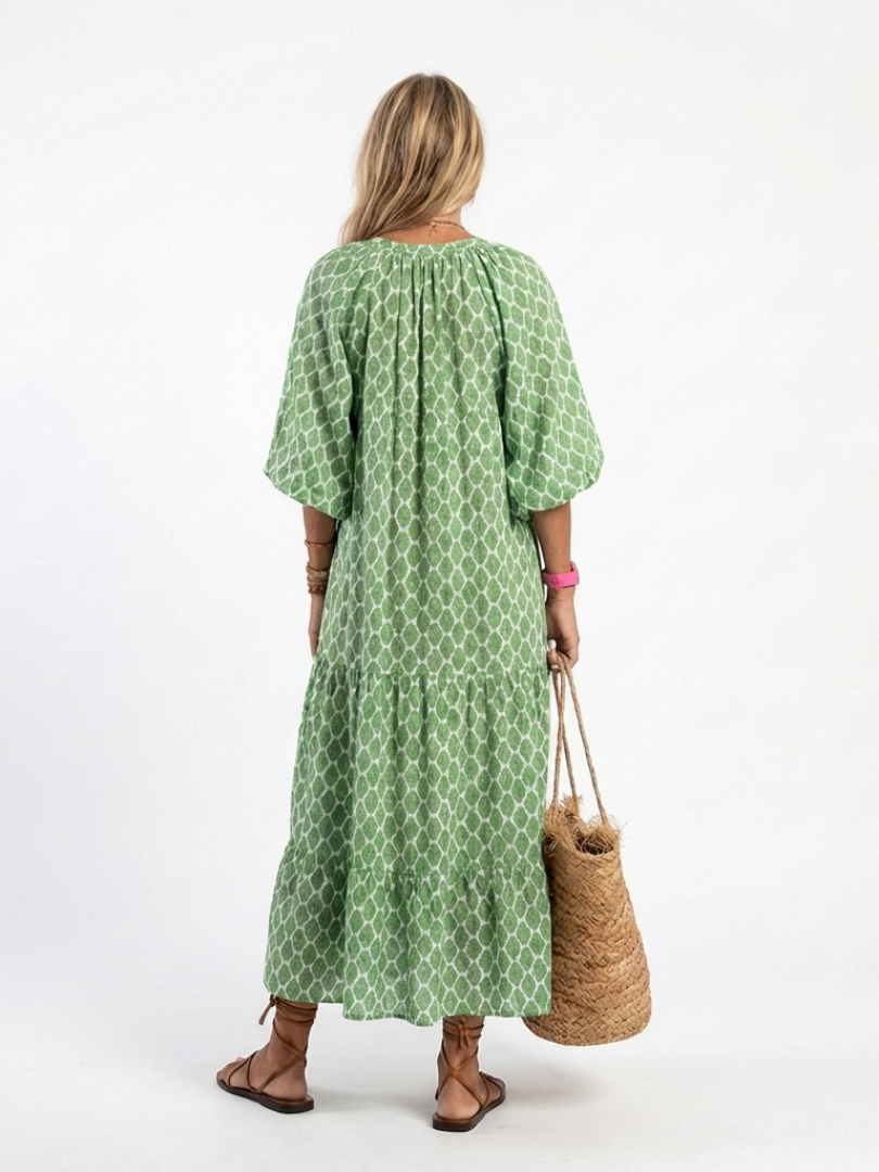 APOLLINE Patterned Midi Dress