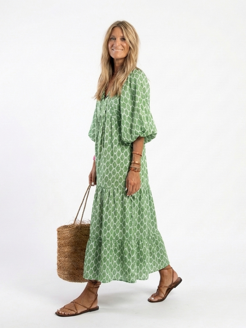 APOLLINE Patterned Midi Dress
