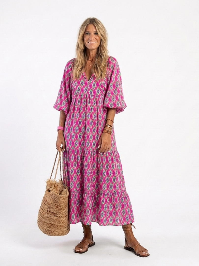 APOLLINE Patterned Midi Dress