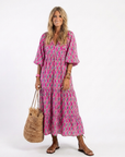 APOLLINE Patterned Midi Dress