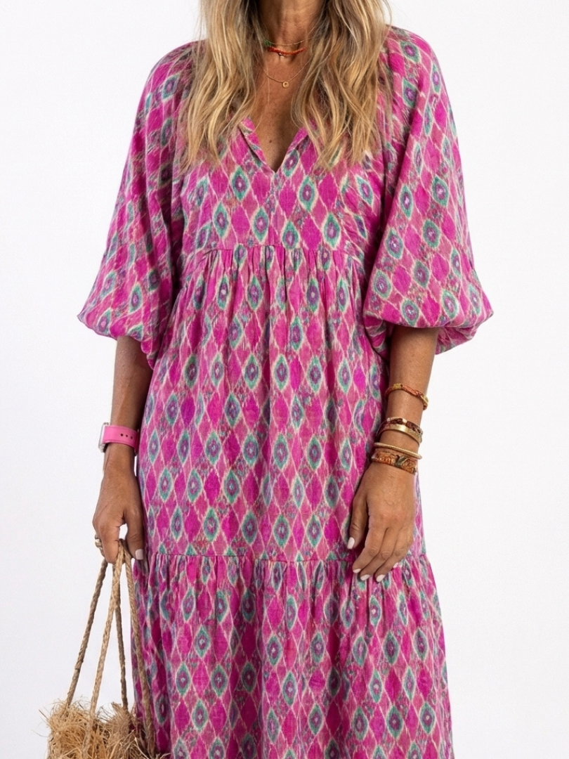 APOLLINE Patterned Midi Dress