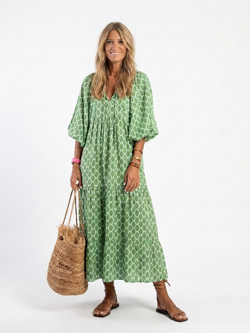 APOLLINE Patterned Midi Dress