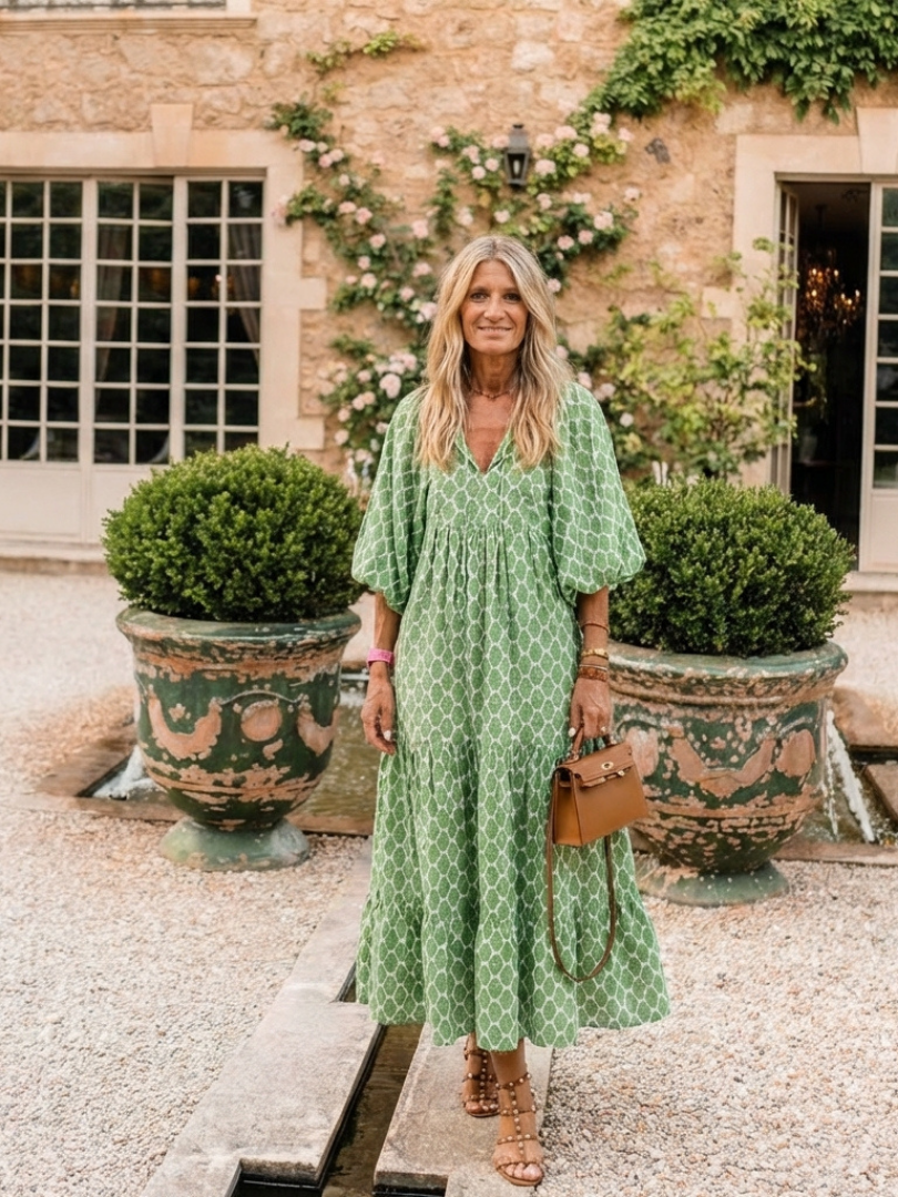 APOLLINE Patterned Midi Dress