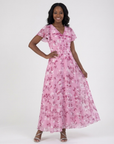 ISMERIA Floral Chiffon Maxi Dress
