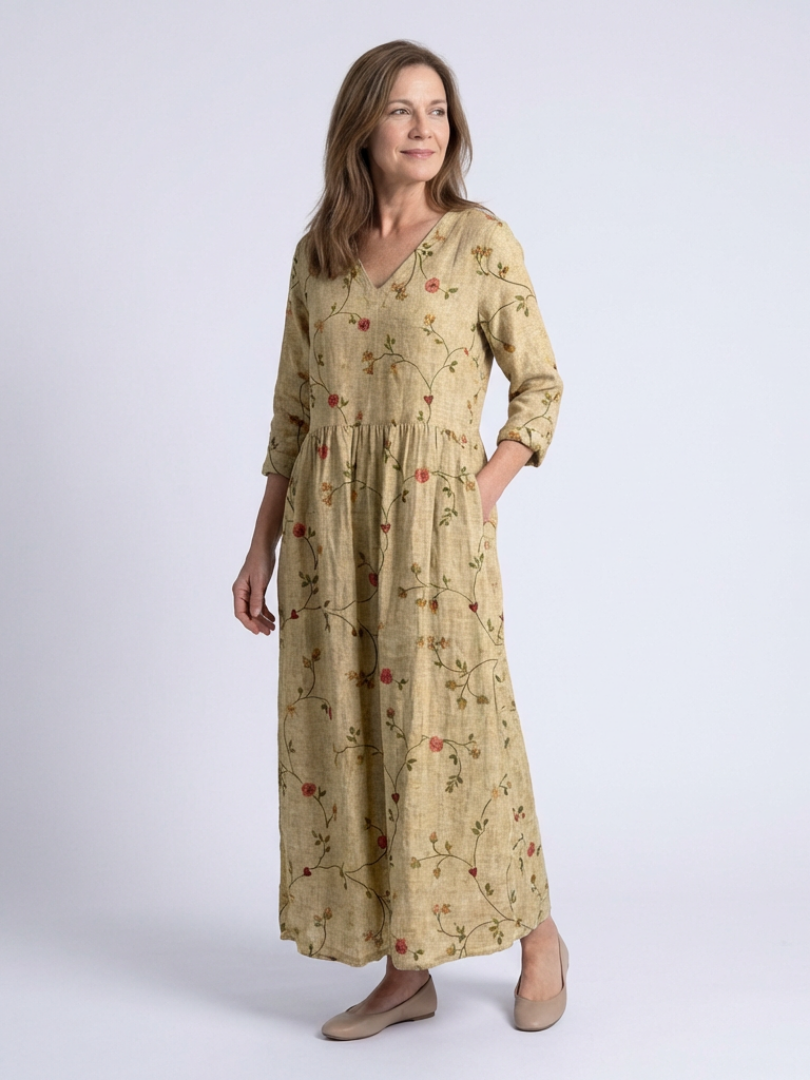 MARINA Floral V-Neck Maxi Dress