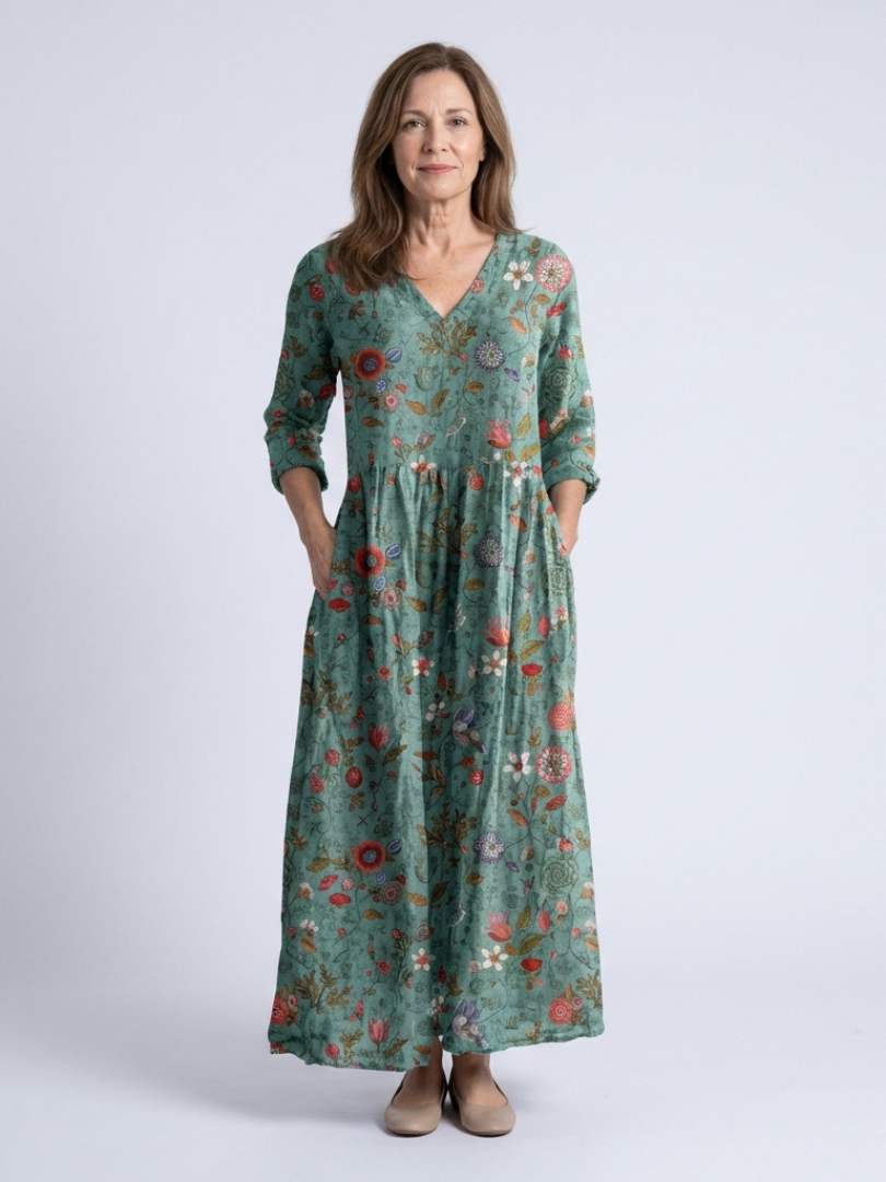 MARINA Floral V-Neck Maxi Dress