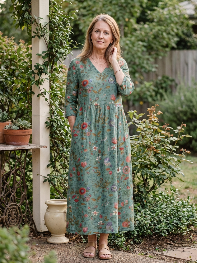 MARINA Floral V-Neck Maxi Dress