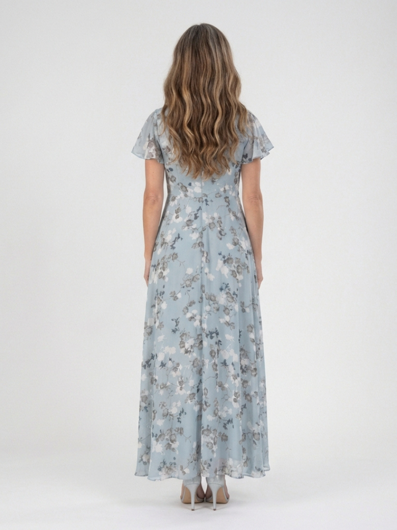 ISMERIA Floral Chiffon Maxi Dress