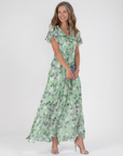 ISMERIA Floral Chiffon Maxi Dress