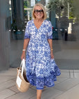 KEISHA Graceful V-Neck Floral Dress
