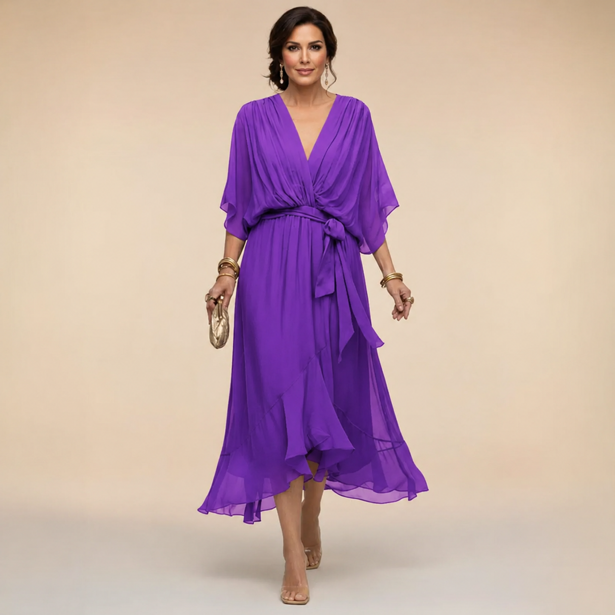 MONICA V-Neck Wrap Dress