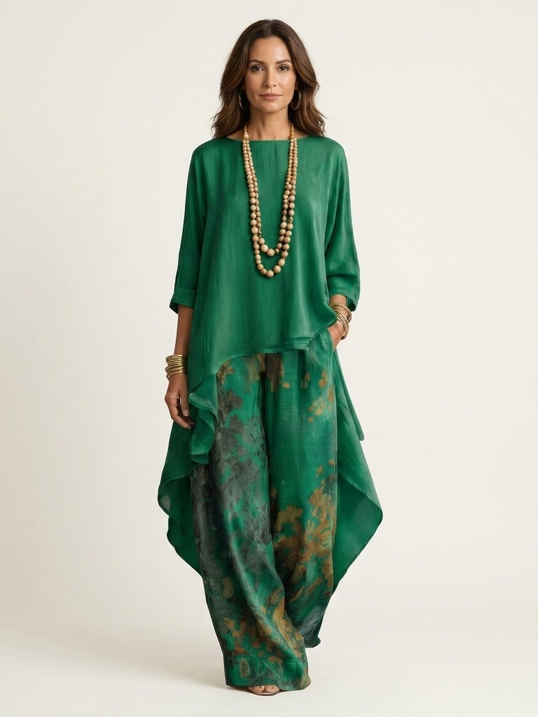 CARIOLA Cotton-Silk Two-Piece Set - Green