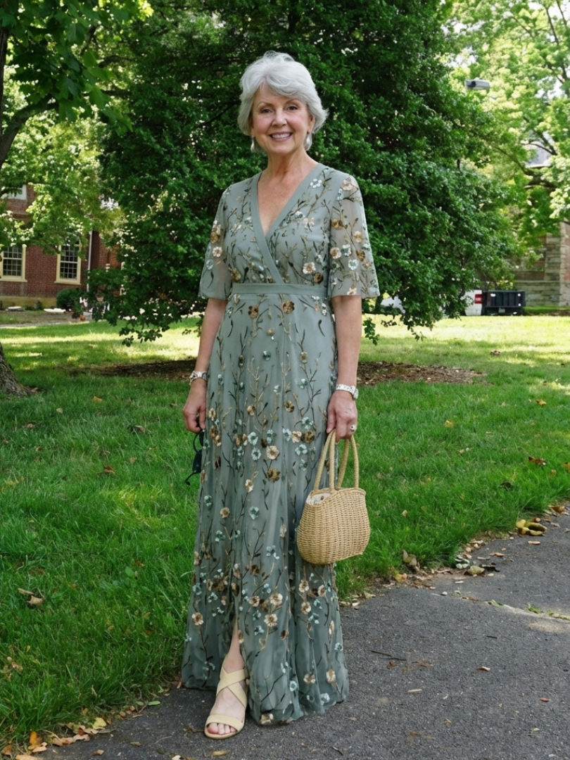 EVADNE Floral V-Neck Maxi Dress