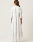 JILANA Stand-Collar Ruffle Hem Maxi Dress