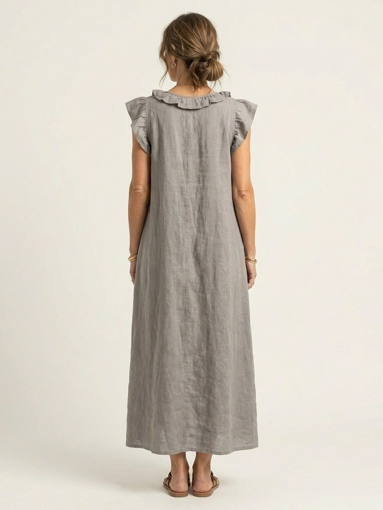 JOSETTE Ruffle V-Neck Maxi Dress