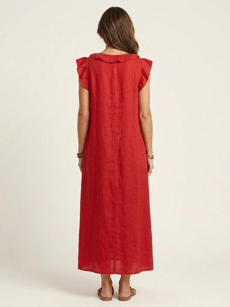 JOSETTE Ruffle V-Neck Maxi Dress