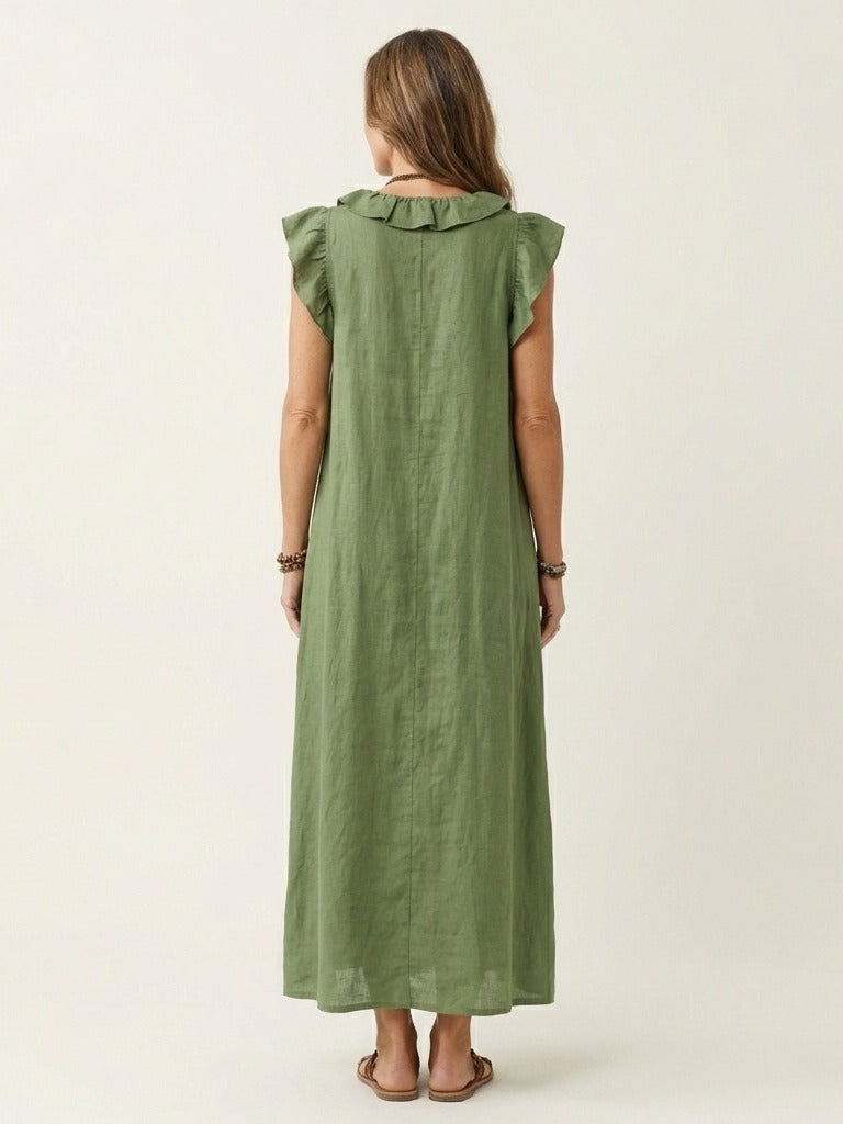 JOSETTE Ruffle V-Neck Maxi Dress