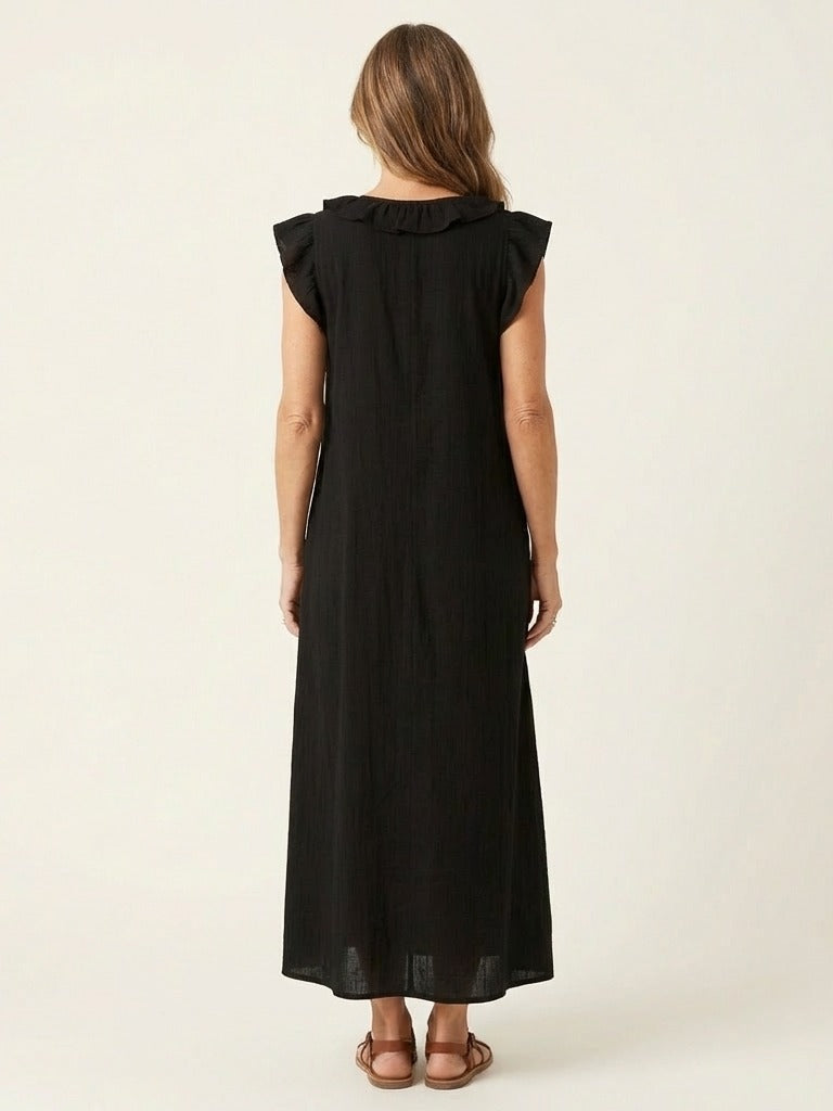 JOSETTE Ruffle V-Neck Maxi Dress