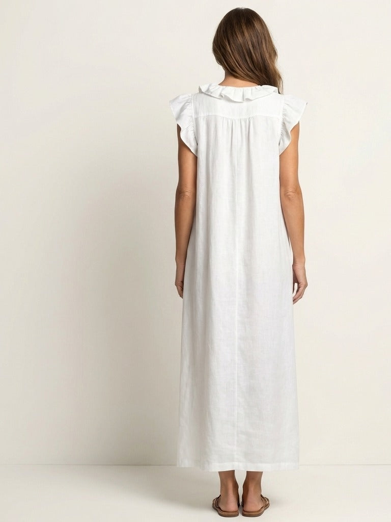 JOSETTE Ruffle V-Neck Maxi Dress
