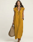JOSETTE Ruffle V-Neck Maxi Dress - Yellow