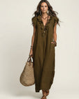 JOSETTE Ruffle V-Neck Maxi Dress - Brown