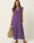 JOSETTE Ruffle V-Neck Maxi Dress - Purple