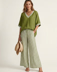 JULIANA V-Neck Top & Wide-Leg Set - Green