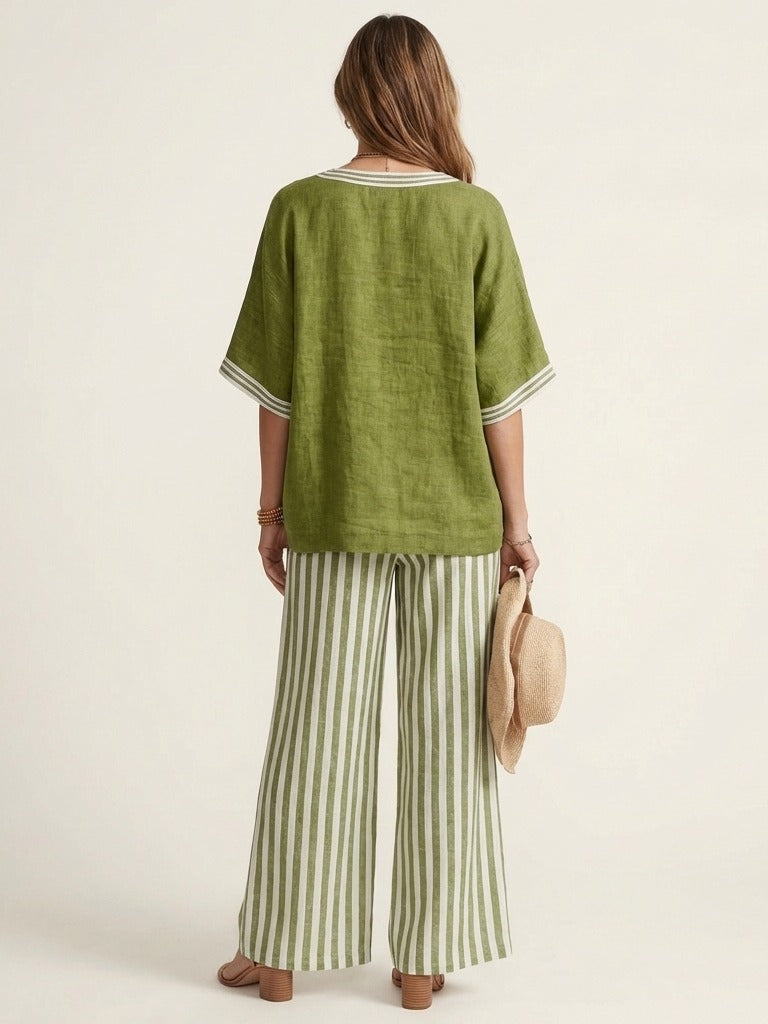 JULIANA V-Neck Top &amp; Wide-Leg Set