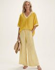 JULIANA V-Neck Top & Wide-Leg Set - Yellow