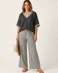 JULIANA V-Neck Top & Wide-Leg Set - Black