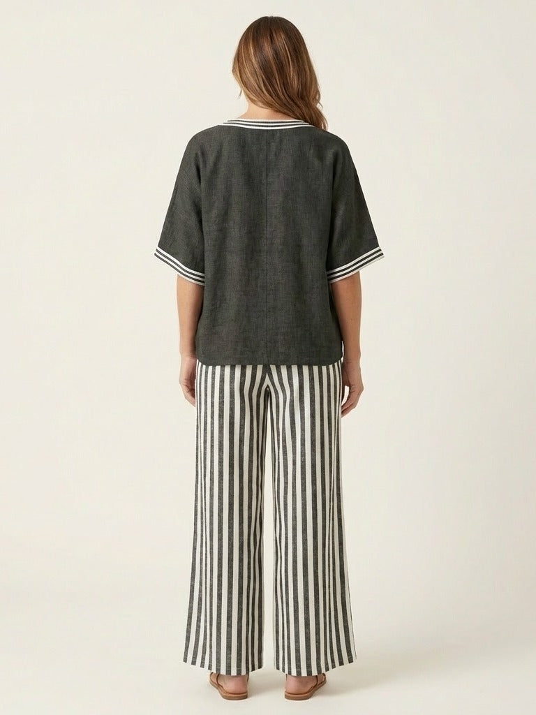 JULIANA V-Neck Top &amp; Wide-Leg Set