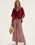 JULIANA V-Neck Top & Wide-Leg Set - Red