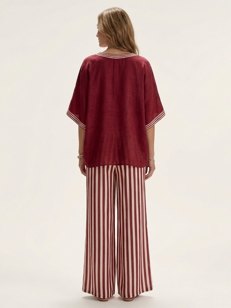 JULIANA V-Neck Top &amp; Wide-Leg Set