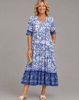 KEISHA Graceful V-Neck Floral Dress