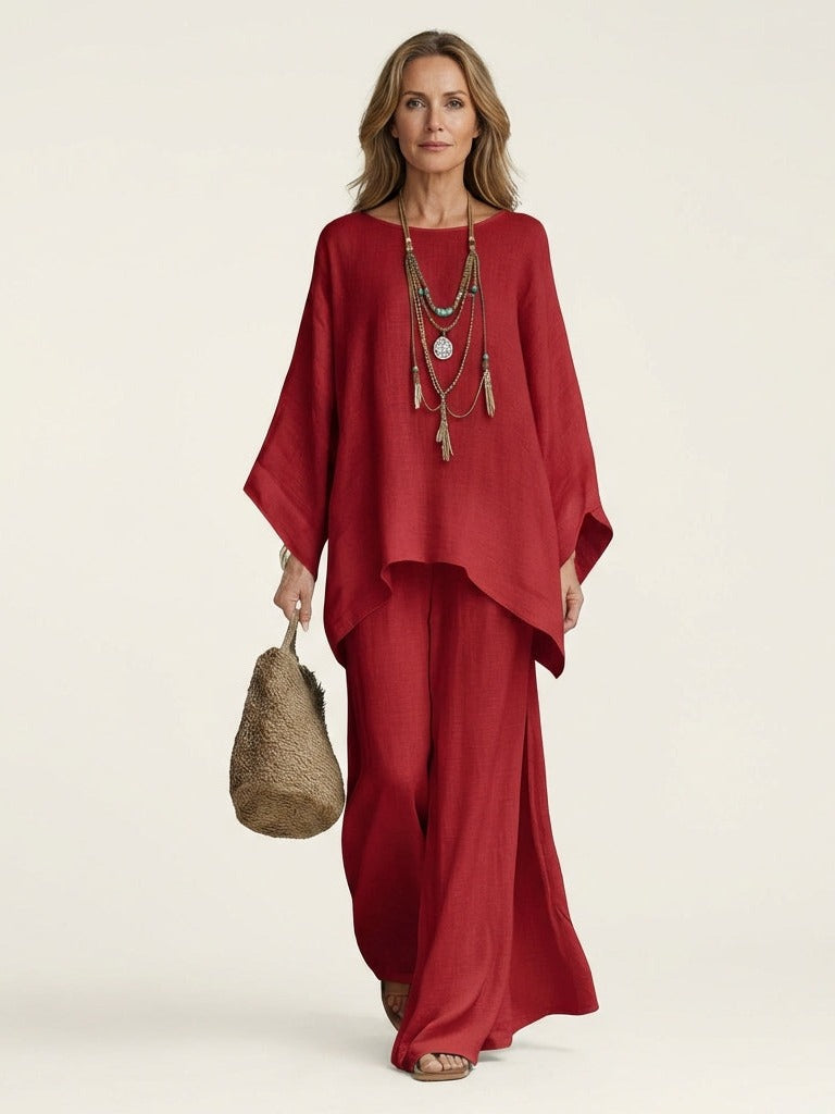 MAJOLIE Boho Two-Piece Set - Red
