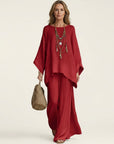 MAJOLIE Boho Two-Piece Set - Red