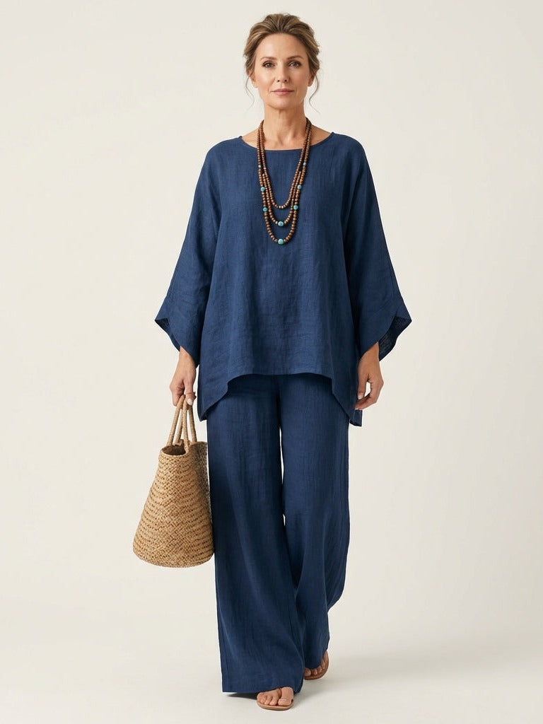 MAJOLIE Boho Two-Piece Set - Navy Blue